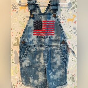 OshKosh B’gosh Denim American Flag Shortalls | Size 2T | NWT** 🇺🇸👖✨